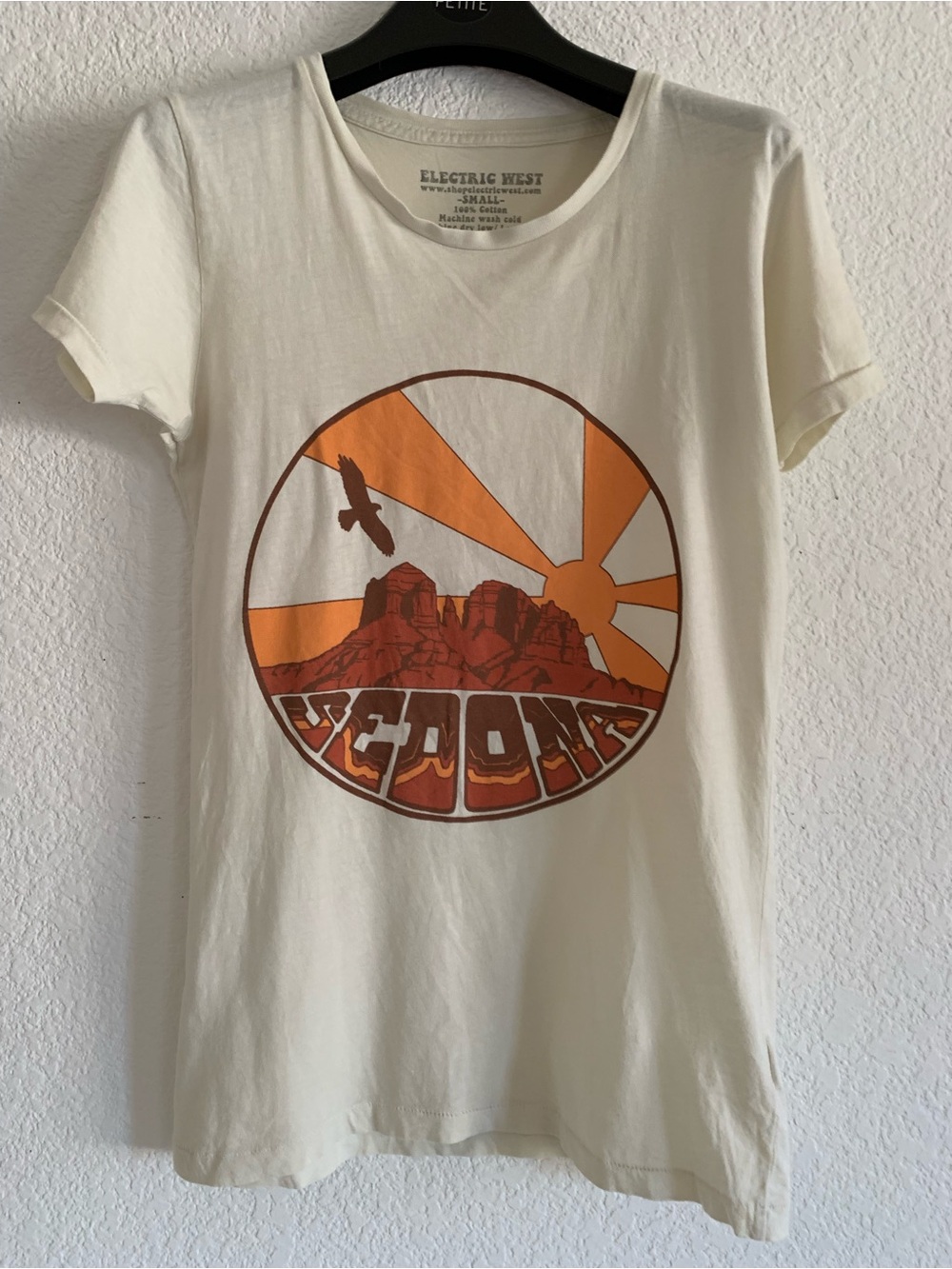 Electric West Cream Tee with Orange and Rust Desert Graphic